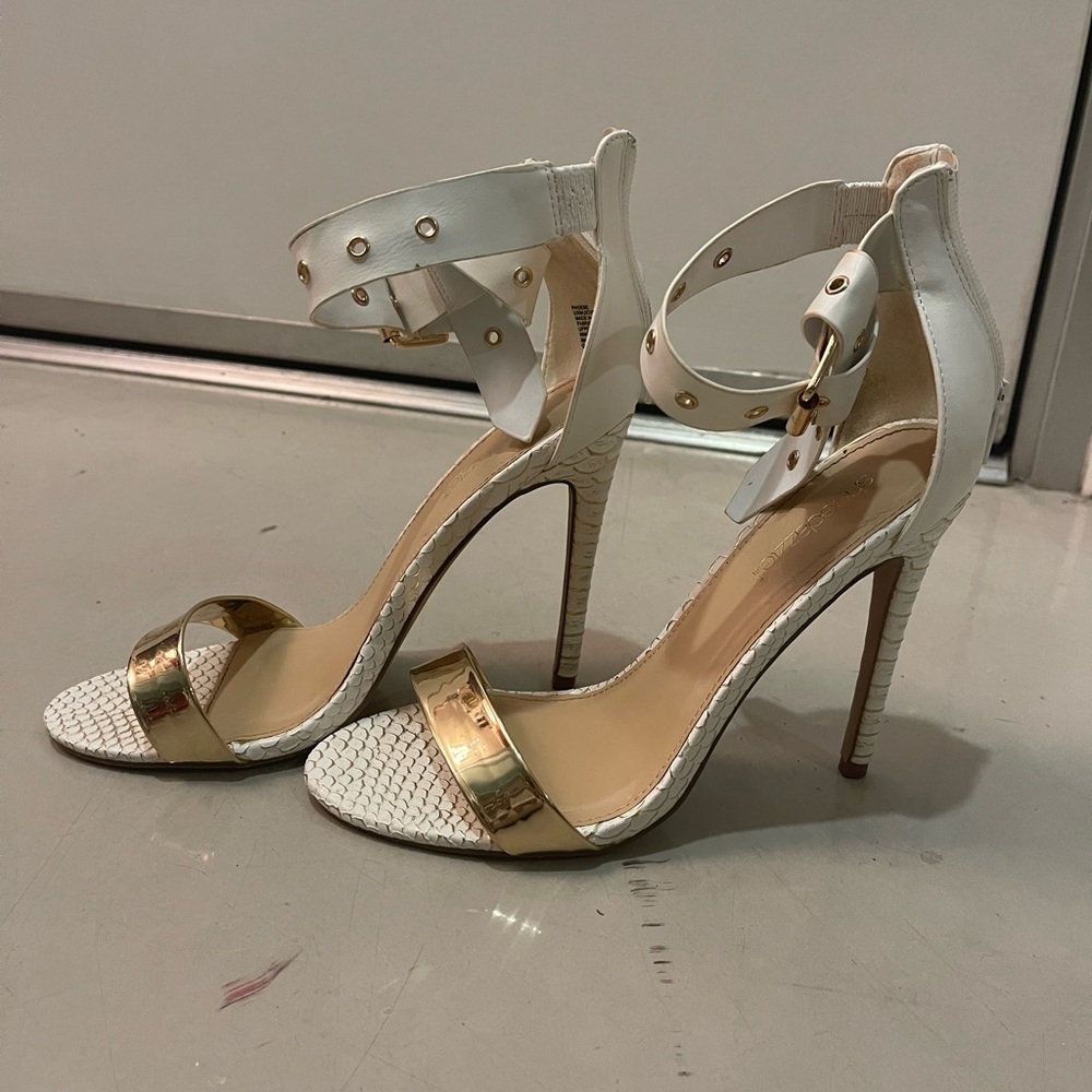 White and gold heels